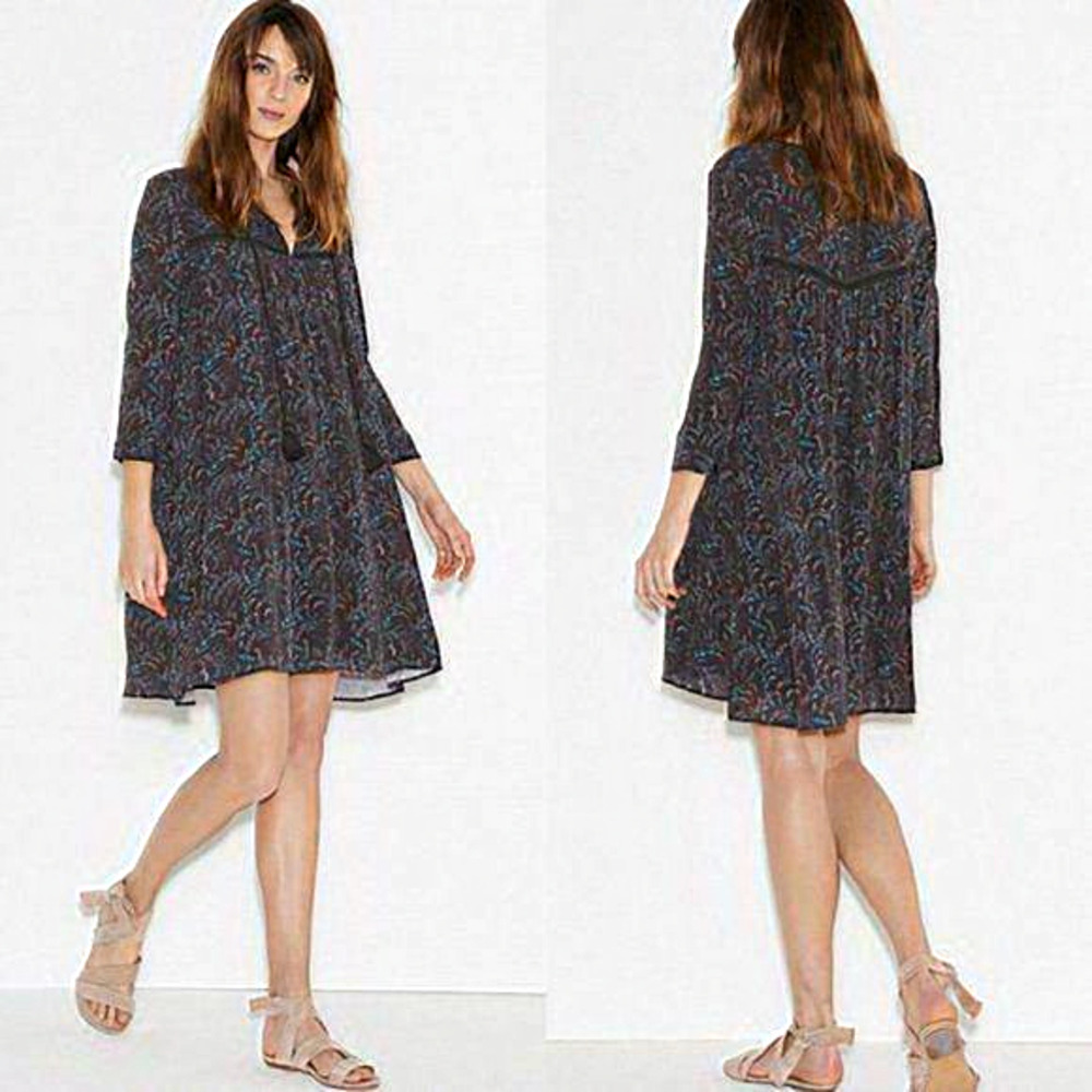 Ba&sh Esra Carbon Floral‎ Tassel Swing Dress US 6 (1)